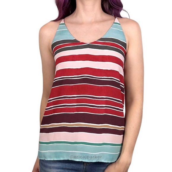 Loft Strappy Cami Sleeveless Multi-Colored Striped Top Size XXSP - Picture 1 of 8